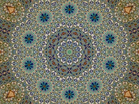 full frame shot of Moroccan traditional mosaic called Zelige with abstract effect