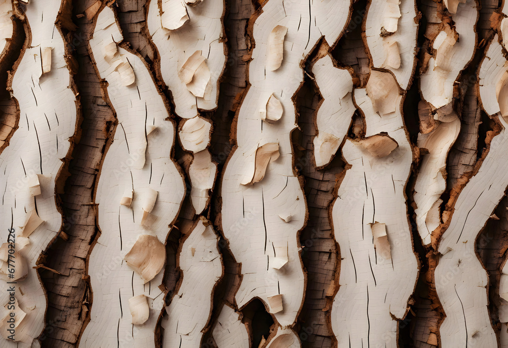 Poster the texture of the inner side of a birch tree bark. background image. place for text. logging. birch