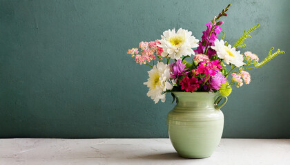 bohemian aesthetic pastel tones and simplicity floral Flowers in a flower vase.Copy space.