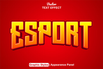 esport text effect with red graphic style and editable