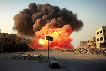 Arab-Israeli war, explosions in the city at night time