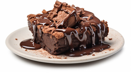 chocolate cake isolated on white