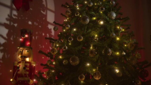 Christmas tree and nutcracker background 