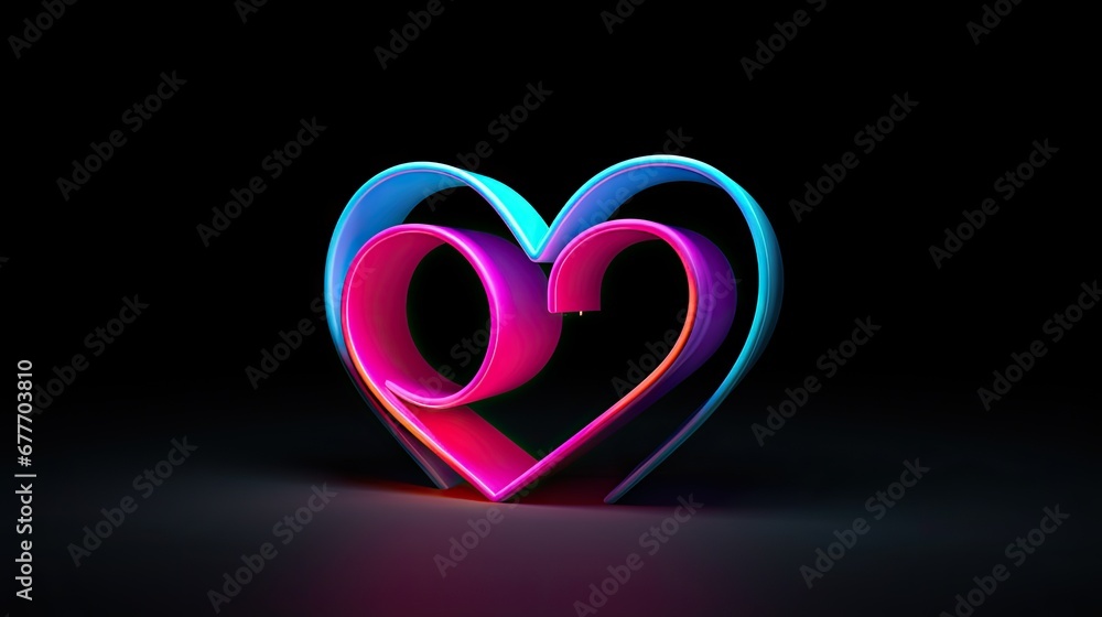 Poster a pink and blue heart shaped object on a black background with a pink and blue heart shaped object i