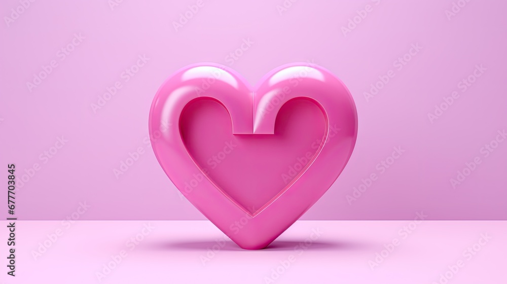 Poster  a pink heart shaped object in the middle of a pink background with a shadow of a heart in the middle of the image, on a pink background is a.  generative ai