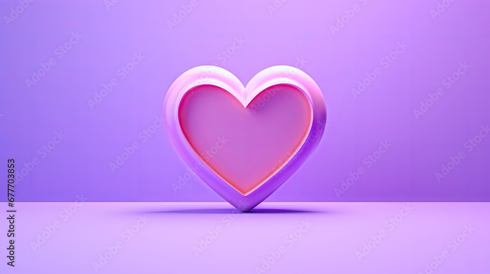 Aufkleber a pink heart shaped object sitting on top of a purple surface in the middle of the image is a light 