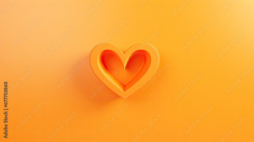Poster a heart shaped paper cut out of a piece of yellow paper on a yellow background with a shadow of the 