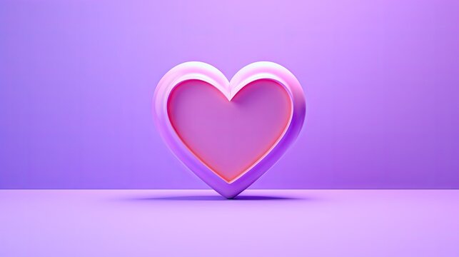  a pink heart shaped object sitting on top of a purple surface in the middle of the image is a light purple background and a soft pink background is in the middle.  generative ai