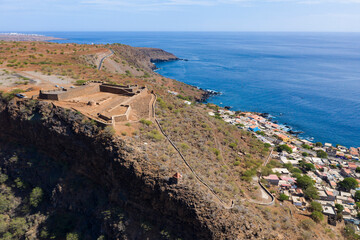 Fototapeta na wymiar Aerial view Cidade Velha city in Santiago - Cape Verde - Cabo Verde