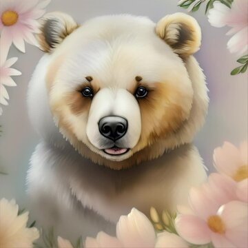 花と白クマ｜flowers and polar bear Generative AI
