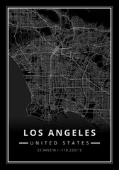 Street map art of Los Angeles city in USA - United States of America - America - 677704863