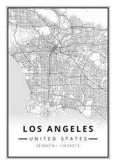 Street map art of Los Angeles city in USA - United States of America - America - 677704865