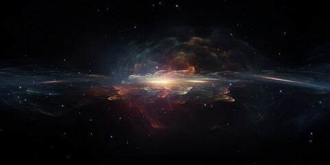 nebula with stars, 8K 360 degree panorama (glowing colourful 3d space environment render map, spherical equirectangular hdri background), Generative AI - obrazy, fototapety, plakaty