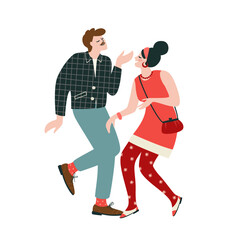 Isolated illustration of dancing people. Trendy retro style. Vector design