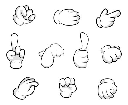 Various hand gestures different situations cartoon hands flat illustration