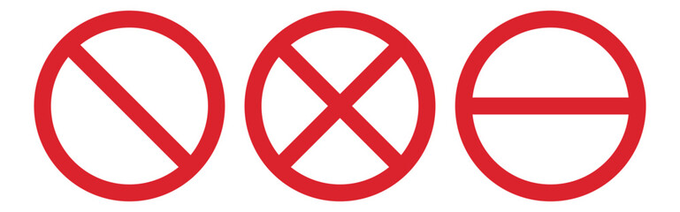 Obraz na płótnie Canvas Set of close icon vector sign. Stop road prohibition sign isolated on white.