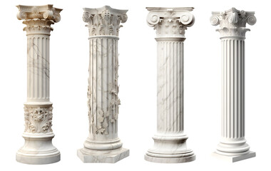 Set of ancient columns. Elements of ancient architecture. Edited AI illustration.	