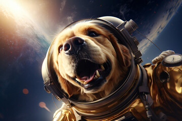 dog with astronaut suit