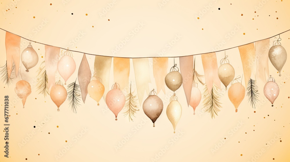 Poster a string of christmas ornaments hanging from a string with pine cones and pine cones hanging from th