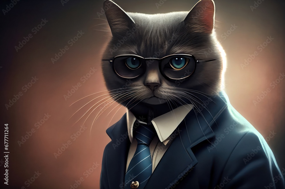 Poster dapper feline in fancy attire embodying style and sophistication generative ai