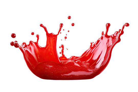 Red berry Jam splash with little bubbles fruit syrup isolated on transparent background, Fruity strawberry sauce, liquid fluid element flowing, red juice swirl.