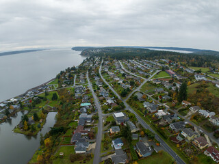 Expansive Aerial View of Camano Island, Washington USA