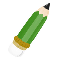 green pencil with eraser