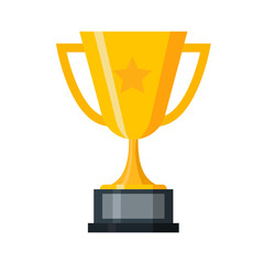 golden trophy icon flat design