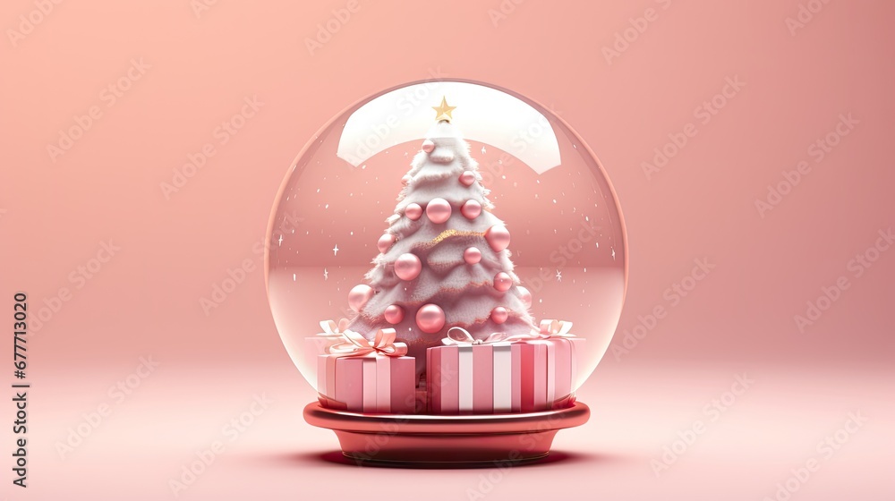 Aufkleber a snowglue with a christmas tree inside of it and presents under the snow on the bottom of the snow 