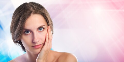 Obraz premium Portrait of young lady with fresh skin