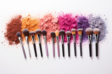 powder and makeup brushes