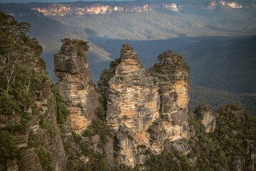 Scenic landscape in Three Sisters Echo Point, Blue Mountains in Sydney Australia