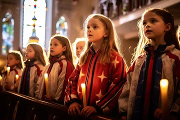 Foto op Canvas Children's Christmas choir in church © nnattalli