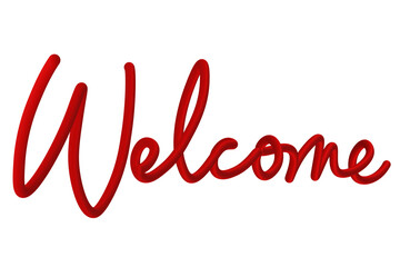 3d hand drawn lettering Welcome isolated on transparent background. PNG