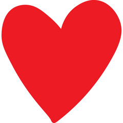 Hand-drawn red heart isolated on transparent background. PNG