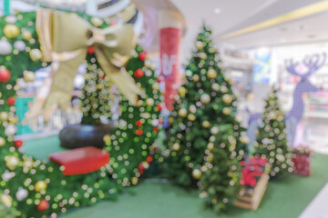 Abstract blurred christmas tree with bokeh light background