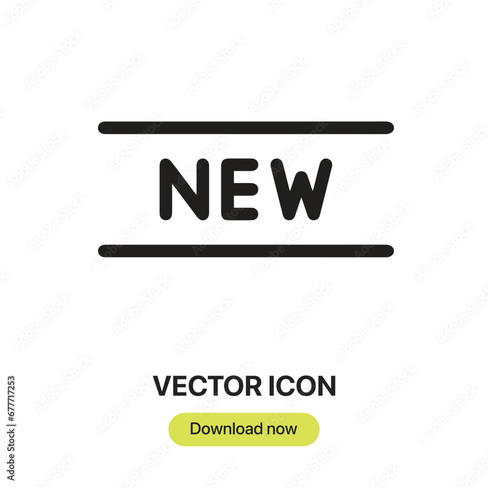Poster new icon vector. linear-style sign for mobile concept and web design. new symbol illustration. pixel