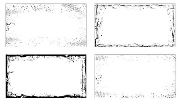 Set of grunge frame texture.