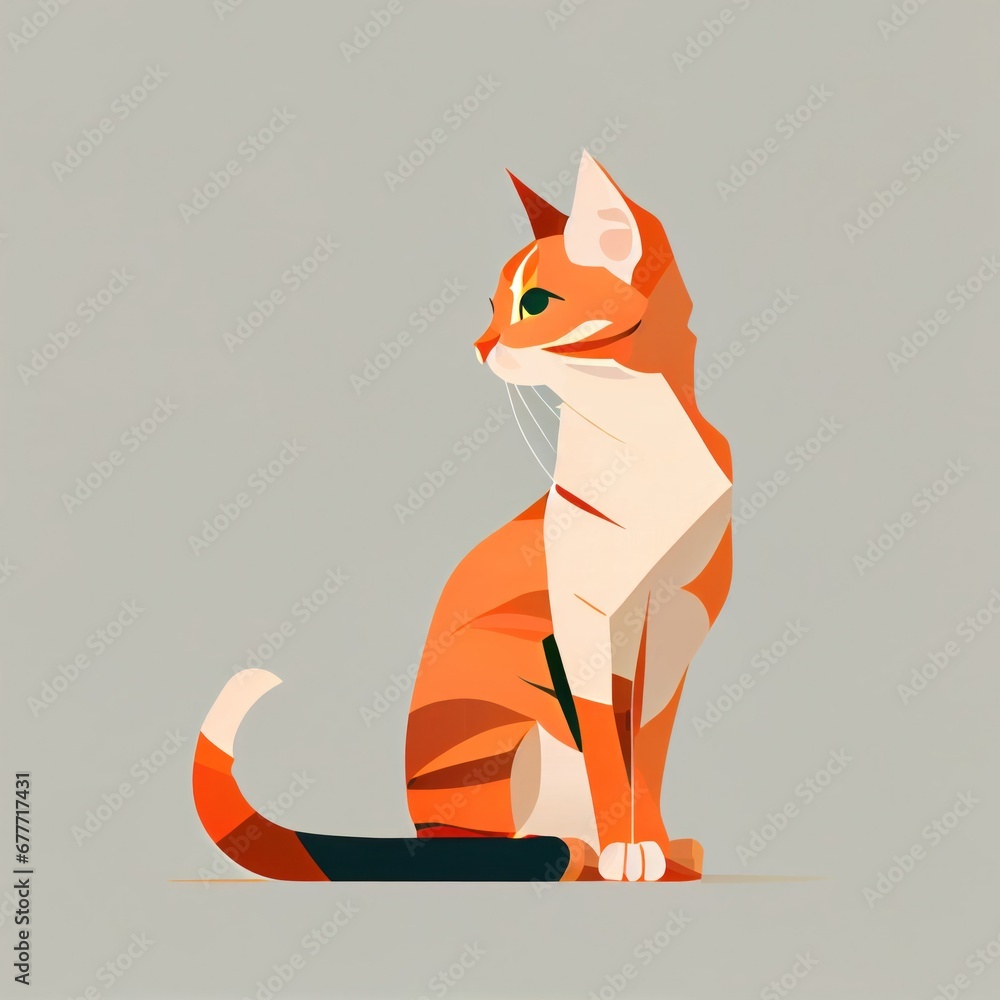 Poster curious orange and white cat enjoying a lazy day in the sun generative ai