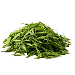 Fototapeta premium Fresh dried green tea isolated on transparent background