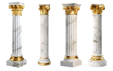 Fototapeta premium Set of ancient columns. Elements of ancient architecture. Edited AI illustration. 