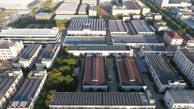 solar panels on factory rooftop