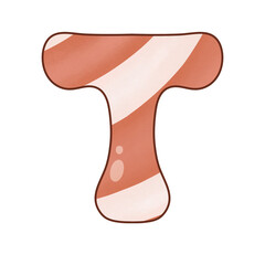 Letter T Christmas candy cane alphabet sweet vintage retro groovy .Font for event, promo, logo, banner, monogram and poster. Typeset design.