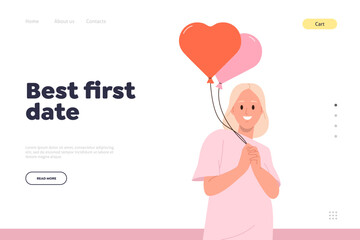 Best first date landing page design template for dating virtual platform to find love and friends
