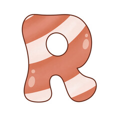 Letter R Christmas candy cane alphabet sweet vintage retro groovy .Font for event, promo, logo, banner, monogram and poster. Typeset design.