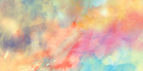 abstract hand painted and washed watercolor background with watercolor splashes and stains,  Color splashing on paper with watercolor splashes, Beautiful and colorful soft watercolor background.