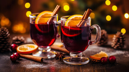 Delicious Mulled Wine, Festive Christmas Background