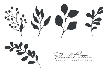 Collection of hand drawn spring flowers and plants. Monochrome vector illustrations in sketch style - obrazy, fototapety, plakaty