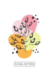 Collection of hand drawn spring flowers and plants. Monochrome vector illustrations in sketch style.	
