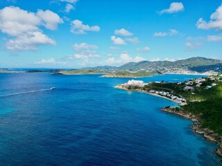 Breathtaking coastal area with cool, blue water along the St. Thomas US Virgin Islands